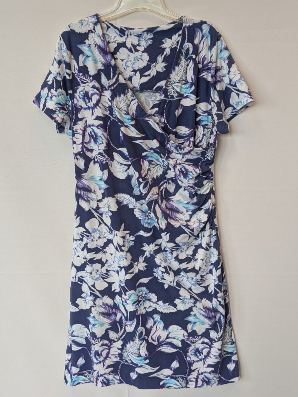 Soft Surroundings Blue Floral Faux Wrap Dress
